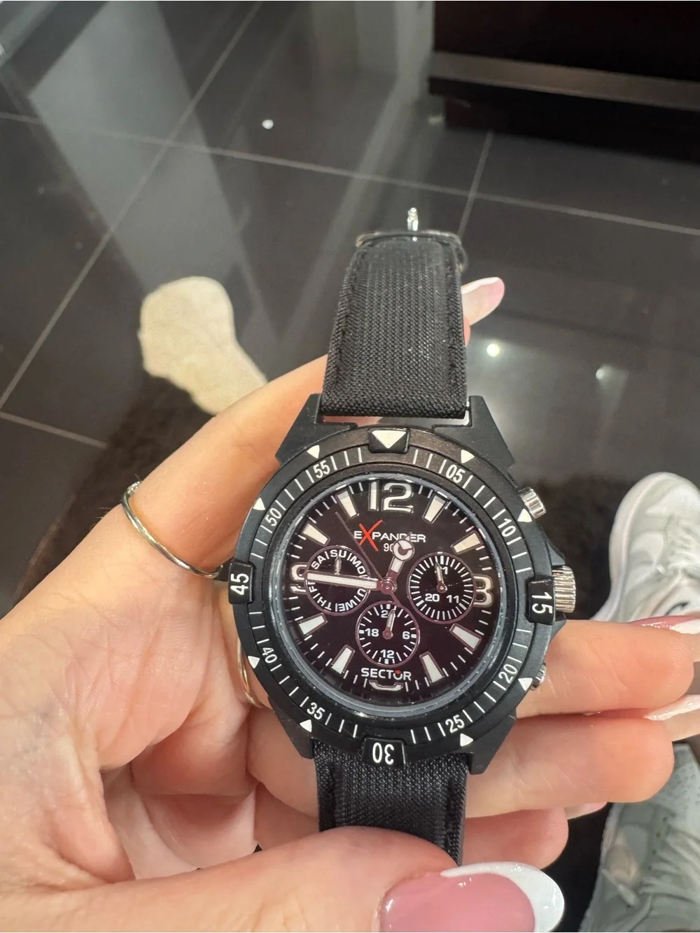New Sector Expander 90 Black Multifunction Sports Watch Canvas Cordura Strap